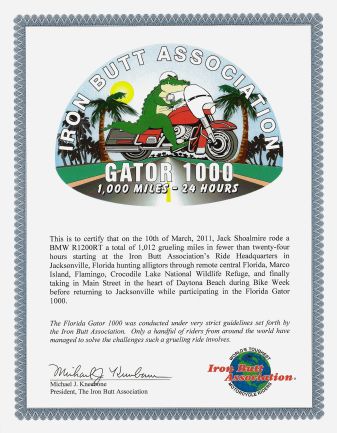 Gator 1000 certificate